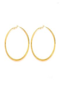 Hoop Earrings PAIR OF BIG GOLD PLATED LARGE CIRCLE CREOLE CHIC HOOPS GIFT UK3602303