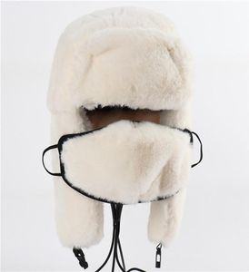 Boinas de alta qualidade Ushanka 2022 Thermo Winter Faux Fur Hat Women Bomber Hats Bomber Pink Ski Earflaps Máscara soviética Russa Snow Cap7719641