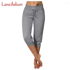 Pantaloni da donna lunghezza del polpaccio estate coulistica per pantaloni della tuta vintage ad alta vita yoga nero grigio kaki harem casual sudore largo femminile2024