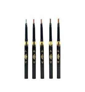 Lápis de sobrancelha de ângulo retrátil Eyeliner à prova d'água 2 em 1 com pincel fácil de vestir de cor natural longa de colorido natural8812541