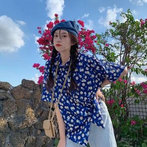 Women's Blouses Turn-down Collar Printed Peach Blouse Thailand Spring Summer Hawaii Shirt Button Up Oversize Cardigan