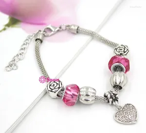 Charm Bracelets Fashionable Jewelry European Beaded Bracelet Rose Resin Bead Heart For Mother's Day MOM Gift