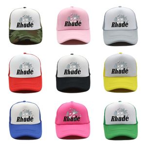 RHUDE PRINTED MESH HATS CLASSIC WOMENS CASQUETTE STREET HIP-HOP BASEBALL CAP DESIGNER CAPS TRENDY Märke Fashion Truck Hat CSD2404271