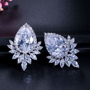 Luxus Diamant Designer Ohrring für Frauen Hochzeitsfeier Wasser Tropfen Blau Weiß 3A Zirkonia Kupfer Mode Ohrringe Schmuck Damen Freind Geschenk