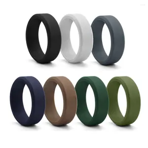 Cluster Rings 5PCS Fashion Silicone Finger Ring Set Dome Beveled Edge Couple 7-14 Size 8mm Men's Outdoor Sports