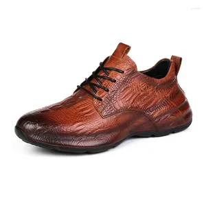 Casual Shoes Leather Handmade Men's Comfortable Sports Style Lace-up Black Brown Red Color Daily Dating Party