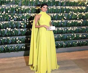 Dubai Formal Dress Women Elegant Chiffon Ruched High Neck Cape Yellow Evening Dress 2021 Vestido Longo Festa2981523