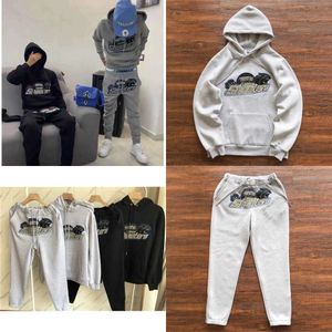 Tracce turisci da uomo trapstar ss New grigio tigre a testa ricamata a asciugamani in pile di alta qualità con pantaloni di cappuccio yu8825