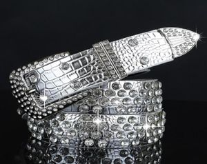 Nowy modny luksusowy projektant Diamond Cyrcon Srebrny skórzany pasek dla kobiet dziewcząt 110 cm 3,6 stóp pin 7768273