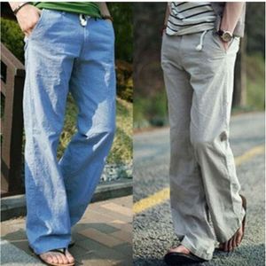 Summer Linen Pants Men's Loose Oversized Straight Leg Men's Casual Pants Seasonal Thin Cotton Linen Fabric K16