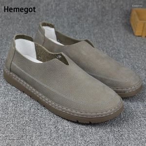 Sıradan Ayakkabı Loafers Erkekler Nefes Alabası Yumuşak Sole Yüzey Retro Yay Üzerinde Orijinal Deri Kayma