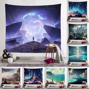 Wandteppiche Fantasy Landschaft Wandteppich Dekoration Wandbehänge Ins Hintergrund Tuch ästhetische Wohnzimmer Schlafzimmer Dekor für Home Custom