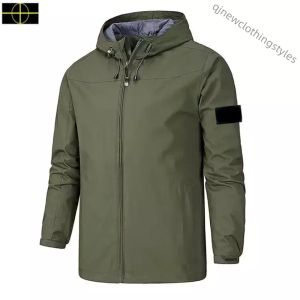 stone jacket Large Coat Spring Autumn Men's Stand Collar Hooded Solid Color Men's Casual Windproof Outdoor Coat New Hot Sale Large Size S-5XL island jacket