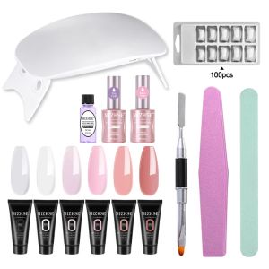 Kits Mizhse Poly Nail Gel Kit 6W UV LED -lampa Gel Lack Nail Polish Art Kit Snabbbyggnad för fingernaglar Extensions Jelly Gel