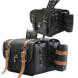 PVC Leather Motorcycle Shawledbags Jogue sobre sacos de sela Panniers Spay com porta -ferramenta à prova d'água da bolsa de ferramentas de toralidade 240418