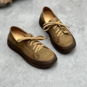 Casual Shoes Flat Retro Soft Cowhide Party Outdoor na prezent dla starszej babci