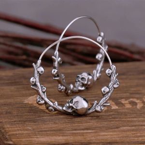 Earrings New Design Viking Skull Hoop Earrings Creative Fashion Stainless Steel Men Unisex Vintage Hip Hop Ears Jewelry Gift