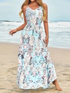 Bayanlar bahar yaz moda eğlence gösterisi zarif plaj tatil fransız baskılı elbise 240425