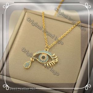 Mode Evil Eye Pendants Halsband för kvinnor 2024 Goth 14K Yellow Gold Choker Halsband Vintage Turkish Designer Eye Neck Chains Smycken 872