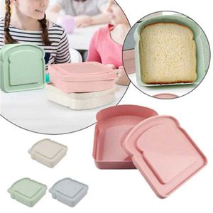 Bento Boxes Toast -formad bambufiber Portable Lunch Box Täckt Toast Bread Sandbox Kök utomhus Picknick stor kapacitet Q240427