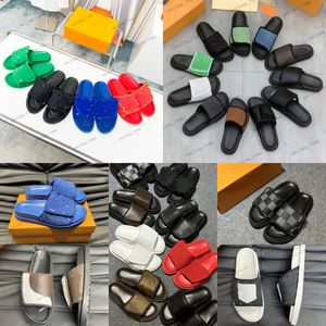 Tela em couro em couro miami slides slipper masculino sapatos de designer de verão esporte backetball praia piscina de borracha chinelos de sândala de sandália travesseiro de travesseiro conforto women mula