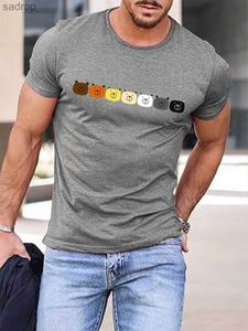 Herr t-shirts 2023 Summer Mens Printed Casual Crew Neck Kort ärm T-shirt Mens Rainbow Bears Print Grey T-shirt 3D Tryckt T Shirtxwww