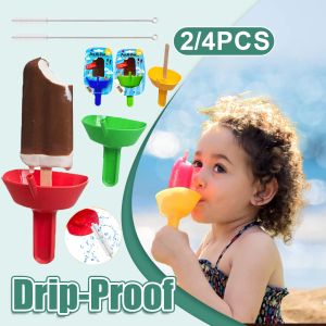 Verktyg Dripproof Popsicle Rack dropp gratis ishållare gratis frysta godis rack popsicle hållare med halm för barn glass cool sommar