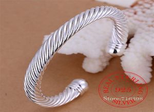 925 Sterling Silver Bangles Men Twisted Cable Bracelet Antique Brand Vintage Bangles Christmas Gifts Womens Cuff Bracelet 2207166470933