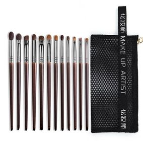 OVW 12PCS Panceau Maquillage Eye Naturalne włosy pędzle do makijażu Zestaw Zestaw kosmetyczny makijaż narzędzie do urody szczotkę do eyeliner Brow 201007768893