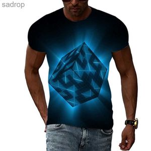 Camisetas masculinas Moda masculina impressão 3D Rubiks cubo t -Shirt Personalidade de lazer esportes o colarinho de colarinho mangas curtas.xw