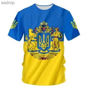 Herr t-shirts ukrainska flagga sommartryck mode nya herr och kvinnor street kultur casual smal vintage 0-hals kort ärm t-shirt topsxwwww