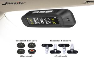 Jansite Solar TPMS Car Tire Pressure Alarm Monitor System Display Attached to glass tpms Temperature Warning with 4 sensors BAR8034382