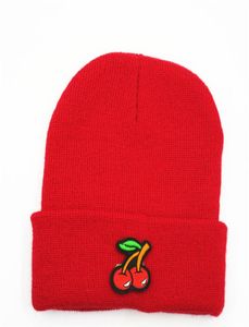 LDSLYJR Cotton Cherry fruit embroidery Thicken knitted hat winter warm hat Skullies cap beanie hat for adult and children 1839160089