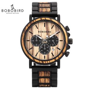Orologi da polso Bobo Bird Wood Mens Erkek Kol Saati Luxury Fashion Timing Code Watch Quarzo militare Gift personalizzato Q240426