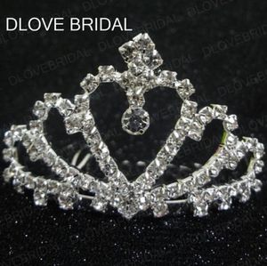 Real Po Crystal Wedding Crown Tiara Hair Combs Sliver Plated Bridal Hair Akcesoria Kobiety impreza imprezowa w magazynie 8071675
