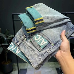 Jeans masculinos High End 2023 Harajuku Designer Roupas Denim Novas calças Kpop Elastic Trend Jeans Casual Casual Q240427