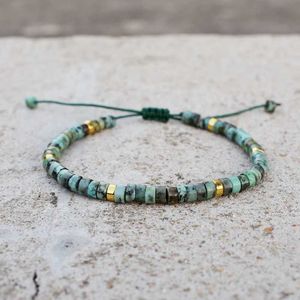 Beaded 4mm natural stone bead woven bracelet small African turquoise mens handmade yoga