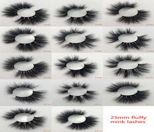 14 Styles 25mm Real Mink Lashes Fluffy False Eye Lash Handgjorda dramatiska lockiga fransar 3D Eyelashes3613409