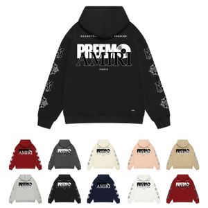 Autunm Açık Sıcak Polar Hoodies Tasarımcısı Hoody Pamuk Uzun Kollu Külot Günlük Adam Jogger Sweatshirt Arm Logosu Amiryes S-XXL Siyah