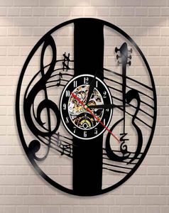 Väggklockor Treble Clef Music Note Art Clock Musikinstrument Violin Nyckel Rekord Klassisk heminredning GIFT1088674