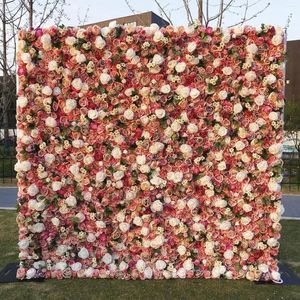 Dekorativa blommor Autumn Color Simulation Rose Wall Bakgrund PO Outdoor Wedding Decoration Tyg Flower Flower