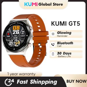 Watches Kumi GT5 RGB Men Smart Watch Bluetooth 5.0 Ring Answer Call Fitness Heart Blood Pressure Oxygen Monitor IP68 Waterproof