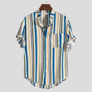 Men's Shirt Short Sleeved Stand Up Collar Printed Shirt Men's Hawaiian Shirt Floral Lining