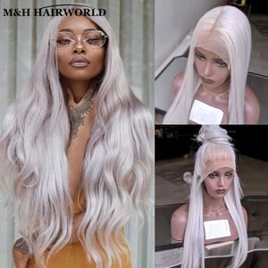 Synthetic Wigs Silver white gold wig role-playing long straight synthetic hair lace front 13X3 matte Q240427