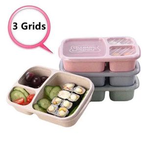 Bento Boxes Lunch Box Здоровая пшеница и соломенная пикник пищевые фрукты Хранение контейнера в микроволновке, детская школа, школа для взрослых Q240427