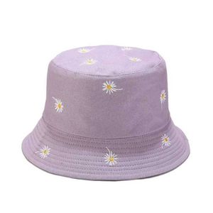 Szerokie brzegowe czapki wiadra ldslyjr bawełniany haftowany kapelusz Fisherman Outdoor Travel Mens and Women Sun 256 Q240427