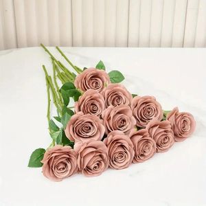 Decorative Flowers 10Pcs Fake Rose With Stem Floral Gift For WeddingArrangement Party Home Decor Dusty