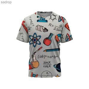 Mäns t-shirts nya sommarmens retro matematik formel kemisk mönster tryck avslappnad trend y2k kort ärm rund nacke andningsbar färsk t-shirt topxw