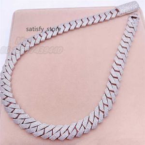 15-20mm 4 rader VVS Moissanite Sterling Silver 925 Diamond Chain Cuban 18K Rose Gold Plated Cuban Chain