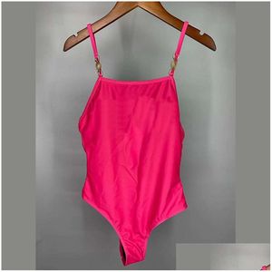 Costumi da bagno femminile sexy sexy pezzi bikini designer da bagno da bagno morbido costume da bagno elastico a fessudo di alta qualità goccia in metallo di alta qualità consegna dh7ex